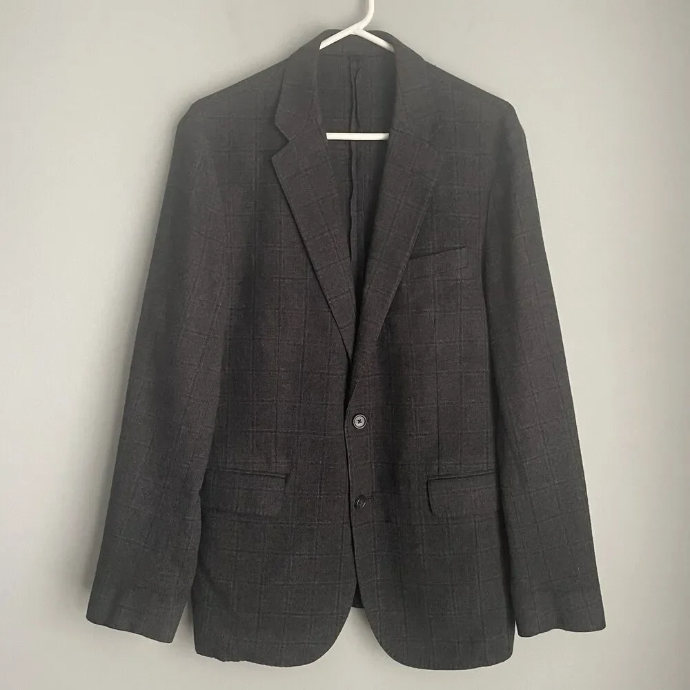 J. Crew Ludlow Blazer Size 40L Long Slim Fit Windowpane Wool Blend Unstructured